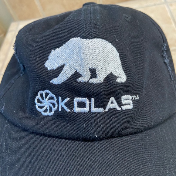 Retro Black KOLAS Distressed Strap-back Dispensary Baseball Hat CA Bear OS 420 - Picture 4 of 10